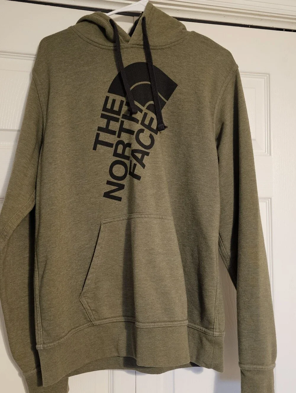 The North Face Men's Olive Green Pullover Hoodie with Black Logo